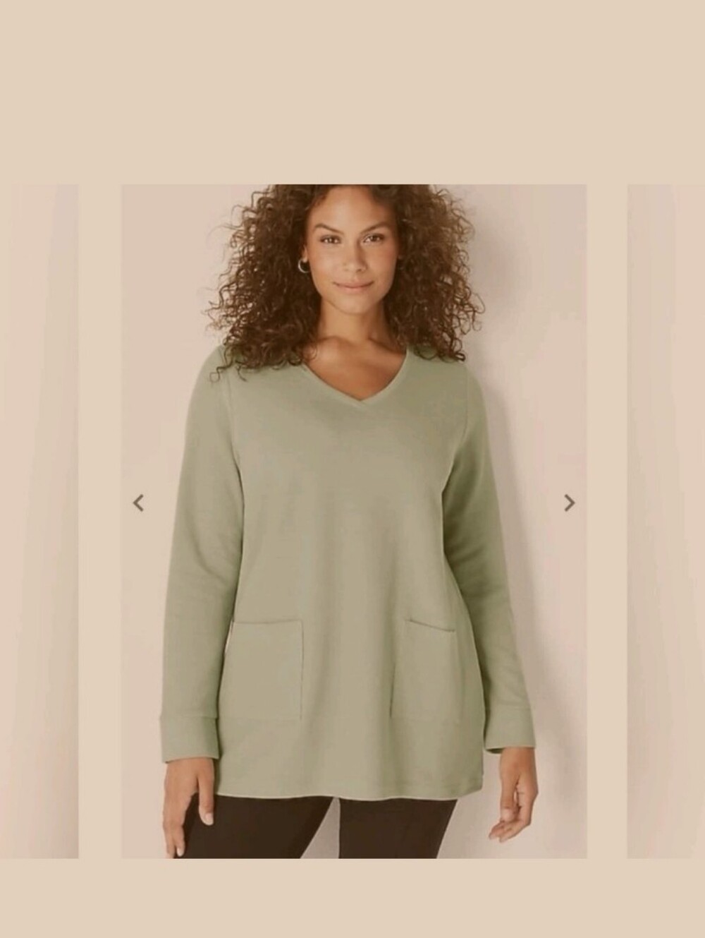 J. Jill Textured Patch-Pocket Knit Tunic in Mineral Green